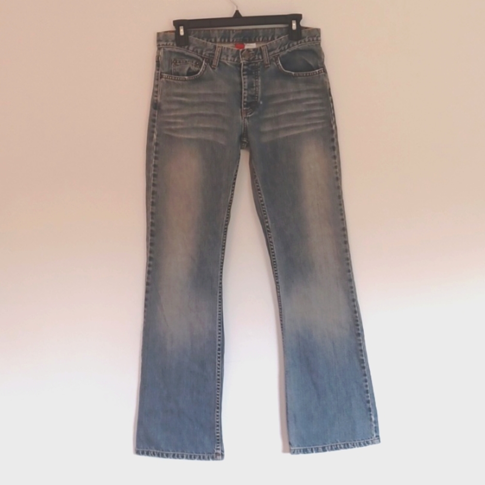 SUPER Cute! H&M Button Fly Flare Jeans 100% Cotton Med-Lite 29X32 No Stretch